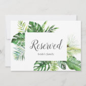 Carte Symbole sauvage de palme tropicale réservé (Dos)