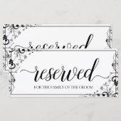 Carte Symbole suspendu réservé | Bouquet chic (noir & gr (Devant / Derrière)