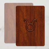 Carte Symbole Taurus Zodiac en Mahogany Style imprimé (Devant / Derrière)