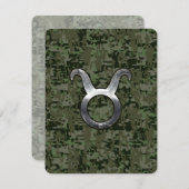Carte Symbole Taurus Zodiac sur Camo numérique vert (Devant / Derrière)