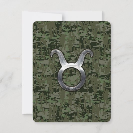 Carte Symbole Taurus Zodiac sur Camo numérique vert (Devant)