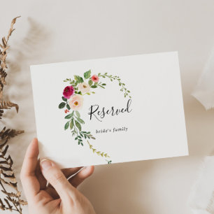 Carte Symbole vert rose bleu floral Mariage réservé