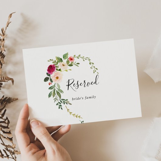 Carte Symbole vert rose bleu floral Mariage réservé
