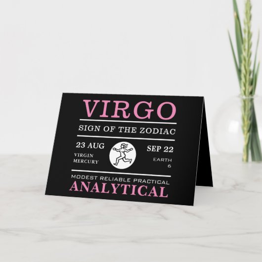 Carte Symbole Virgo du Zodiaque, Astrologique (Devant)