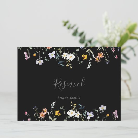 Carte Symbole Wild Multicolor Floral Black Mariage Réser (Debout devant)