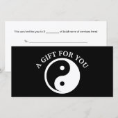 Carte Symbole Yin Yang - tatouage solide design 2 (Devant / Derrière)
