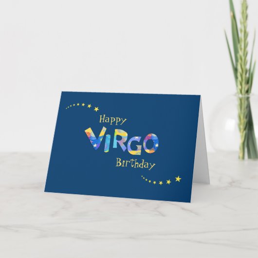 Carte Symbole Zodiac VIRGO Fun voeux d'anniversaire (Devant)