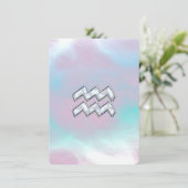 Carte Symbole Zodiaque Aquarius sur Mère de Pearl Nacre (Debout devant)