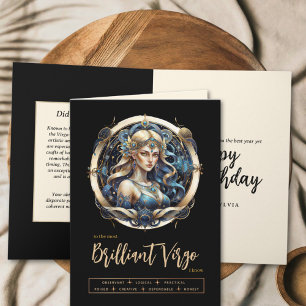 Carte Symbole Zodiaque bleu moderne Virgin Gold Virgo An
