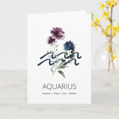 Carte Symbole Zodiaque Floral Moderne Aquarius (Fleur jaune)