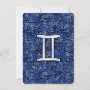 Carte Symbole Zodiaque Gemini sur Camo numérique bleu ma