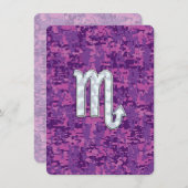 Carte Symbole Zodiaque Scorpio sur Camo numérique rose (Devant / Derrière)