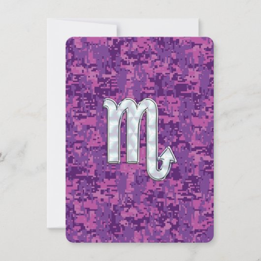 Carte Symbole Zodiaque Scorpio sur Camo numérique rose (Devant)