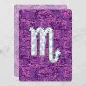 Carte Symbole Zodiaque Scorpio sur Camo numérique rose (Devant / Derrière)