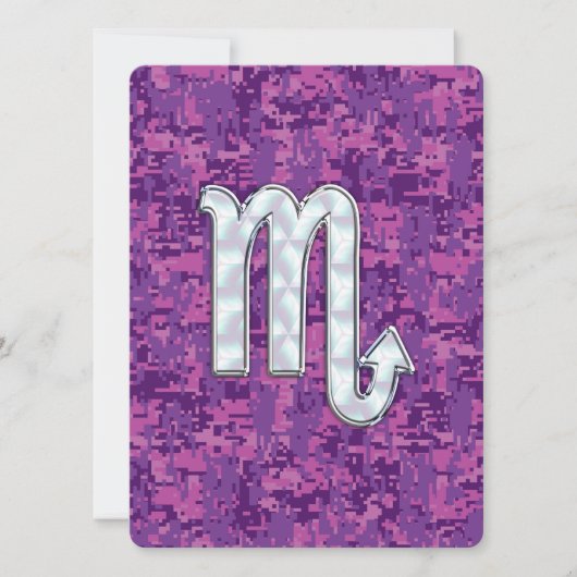 Carte Symbole Zodiaque Scorpio sur Camo numérique rose (Devant)