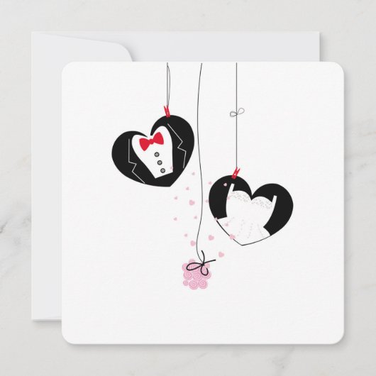 Carte Symboles de mariage suspendus. Mariée marié (Devant)