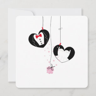 Carte Symboles de mariage suspendus. Mariée marié