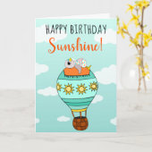 Carte Sympa Anniversaire Sunshine Bird Illustration (Fleur jaune)