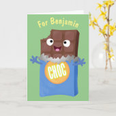 Carte Sympa chocolat chocolat bonbon bar personnage de d (Fleur jaune)