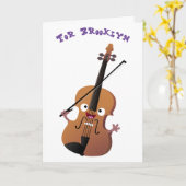 Carte Sympa drôle violon personnage de dessin animé (Fleur jaune)