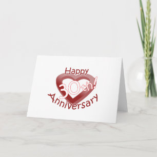 Carte Sympa, "Happy 30th Anniversary" Coeur design