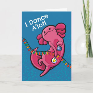 Carte Sympa Noël mignonne Axolotl avec des ornements