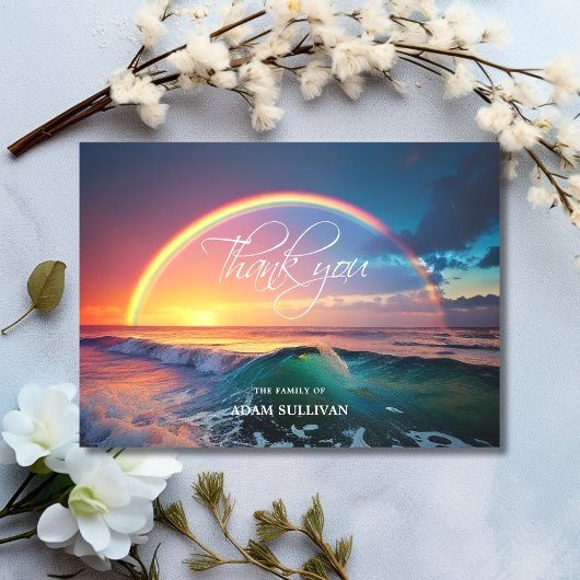 Carte Sympathe MERCI Memorial Rainbow Ocean Water