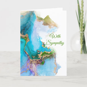 Carte Sympathie Abstraite en or bleu chic