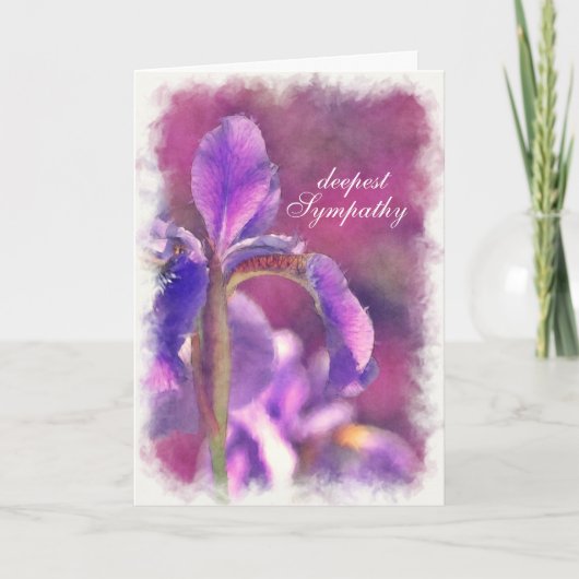 Carte Sympathie Aquarelle violet Iris réfléchi (Devant)
