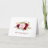Carte Sympathie avec le bouquet floral rose et marsala (Devant)