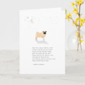 Carte Sympathie avec un chien carlin - (Chien femelle) (Fleur jaune)