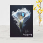 Carte Sympathie Blanc Calla Lily et Papillon (Fleur jaune)