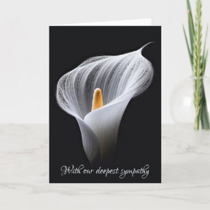 Carte Sympathie Blanc Calla Lily Sur Noir