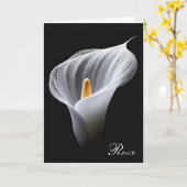 Carte Sympathie Blanche Lily sur Noir (Fleur jaune)