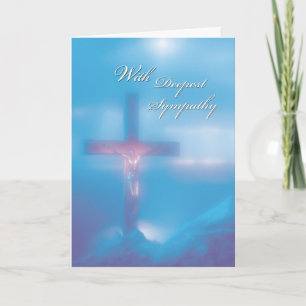 Carte Sympathie bleue Crucifix 2845