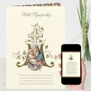 Carte Sympathie catholique condoléances Vierge Marie