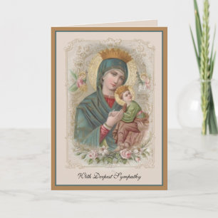 Carte Sympathie catholique Condoléances Vierge Marie Jé