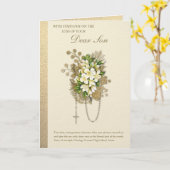 Carte Sympathie catholique Condolence Rosaire florale Fi (Fleur jaune)