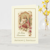 Carte Sympathie Catholique Requiem Messe Offrant Jésus (Fleur jaune)