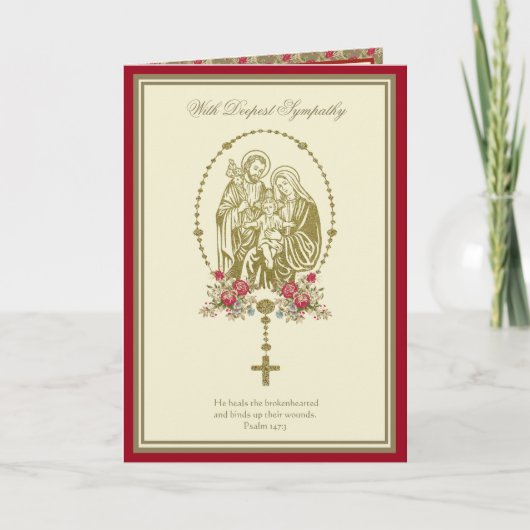 Carte Sympathie catholique Sainte Famille Écriture Prièr (Devant)