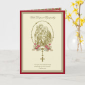 Carte Sympathie catholique Sainte Famille Écriture Prièr (Fleur jaune)