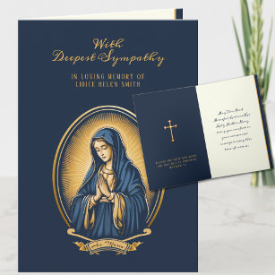 Carte Sympathie catholique Vierge Marie Gold Crucifix Ca