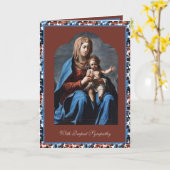 Carte Sympathie catholique Vierge Marie Jésus Rosaire (Fleur jaune)