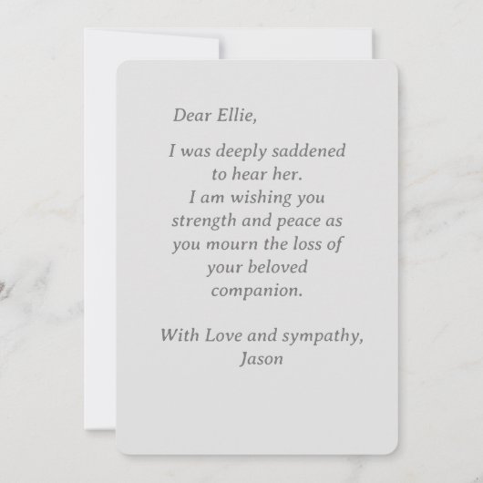 Carte Sympathie céleste pour la perte de canicule d'arge (Dos)