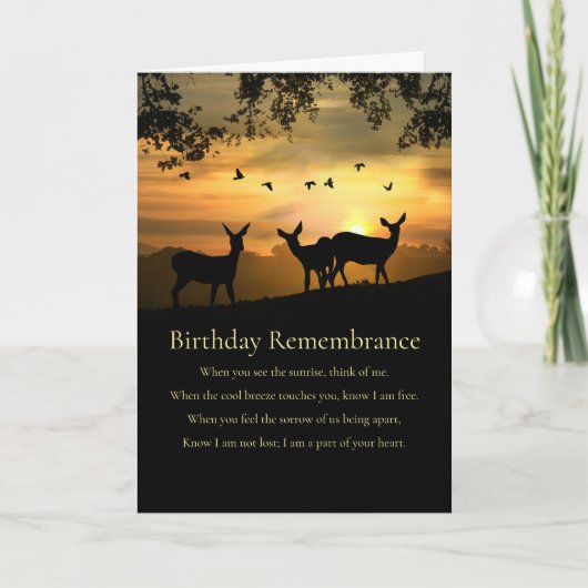 Carte Sympathie d'anniversaire Souvenir avec le cerf et (Devant)