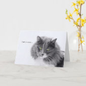 Carte Sympathie de chat minimaliste (Fleur jaune)
