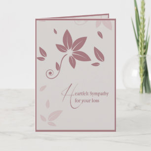 Carte Sympathie de coeur pour votre perte -Carte de symp