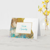 Carte Sympathie de l'aquarelle d'âge or Turquoise Abstra (Fleur jaune)