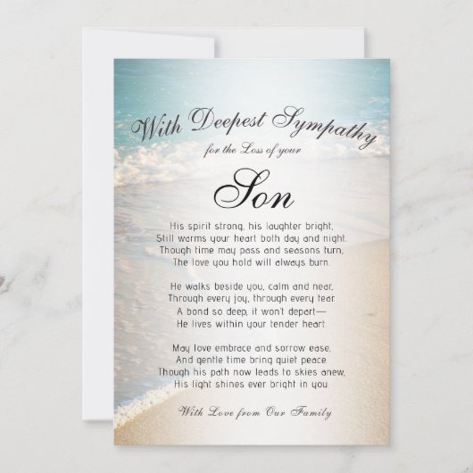 Carte Sympathie de perdre un fils (Devant)