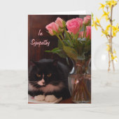 Carte Sympathie de perte de chats avec les roses roses r (Fleur jaune)